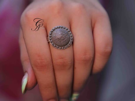 Indian Rava Carved Adjustable Ring in 925 Silver