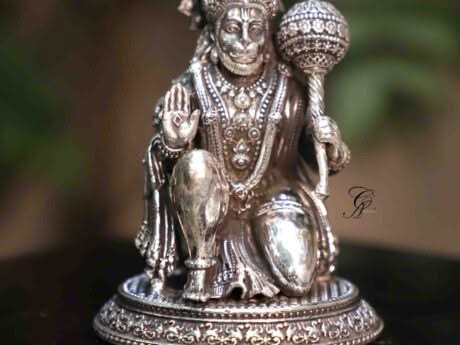 Divine Grace Hanuman Ji Idol in 925 Hallmarked Silver