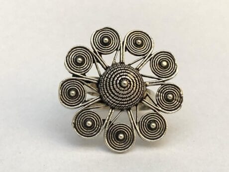 Designer Blossom Adjustable Ring in 92.5 silver