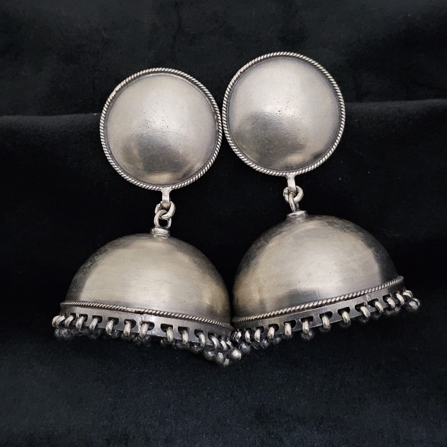 Antique Bell Charm Jhumki in 92.5 Silver