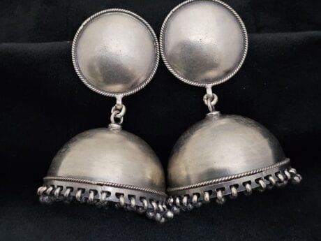 Antique Bell Charm Jhumki in 92.5 Silver