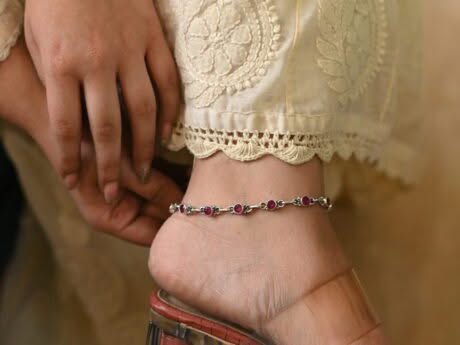 Rosy Circle Pink Ruby Payal in 925 silver