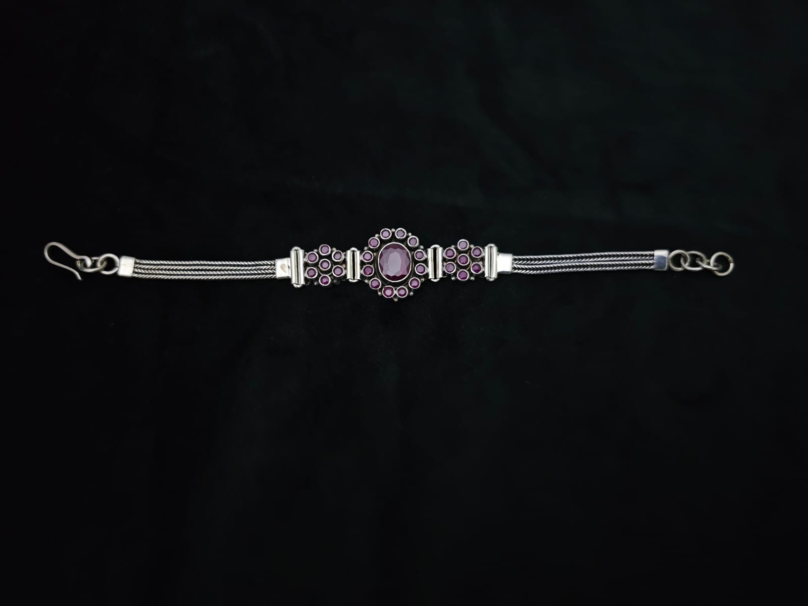 Rose Radiance Pink Ruby Silver Bracelet in 925 Silver