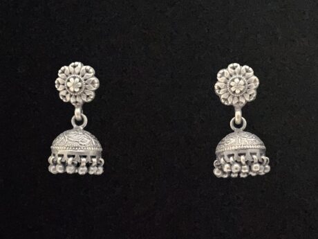 VintageFloral Antique Jhumki in 925 Silver