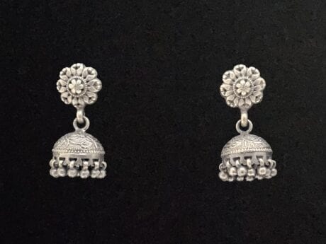 VintageFloral Antique Jhumki in 925 Silver