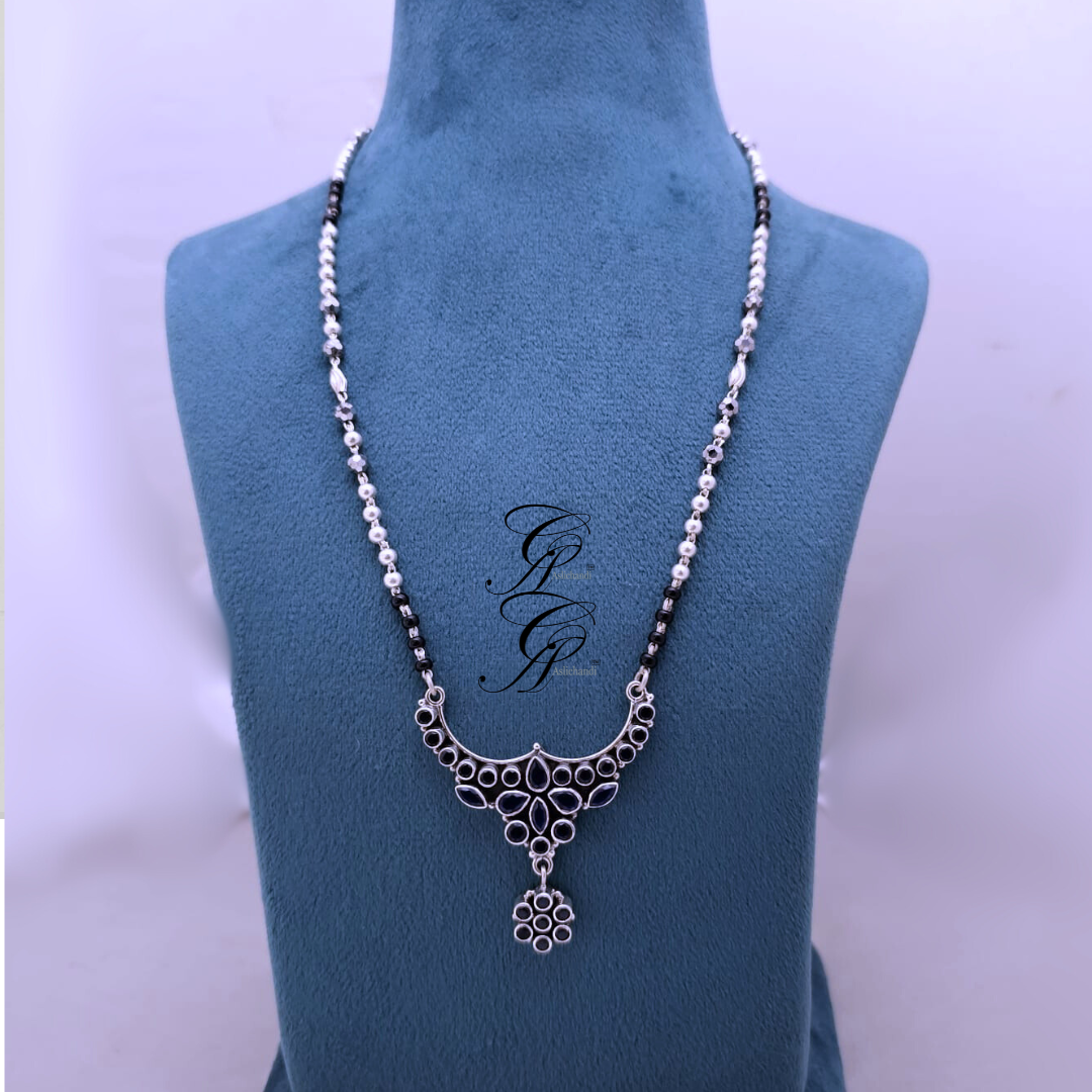 Sapphire Elegance Antique Mangal sutra in 925 Silver