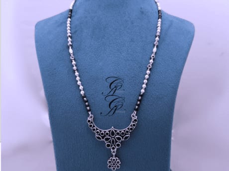 Sapphire Elegance Antique Mangal sutra in 925 Silver