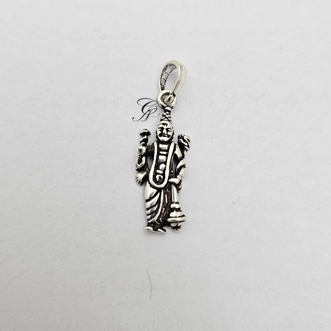 Shree Narayan Solid Silver Antique Pendant in 925 Silver