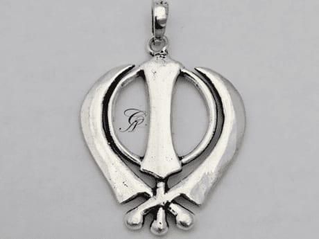 Khanda Solid Silver Pendant in 925 Silver