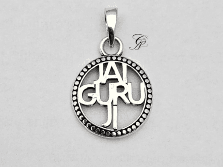 Solid Silver "Jai Guru Ji" Text Pendant in 925 Silver