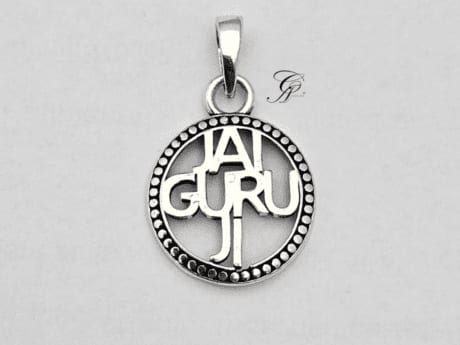 Solid Silver "Jai Guru Ji" Text Pendant in 925 Silver