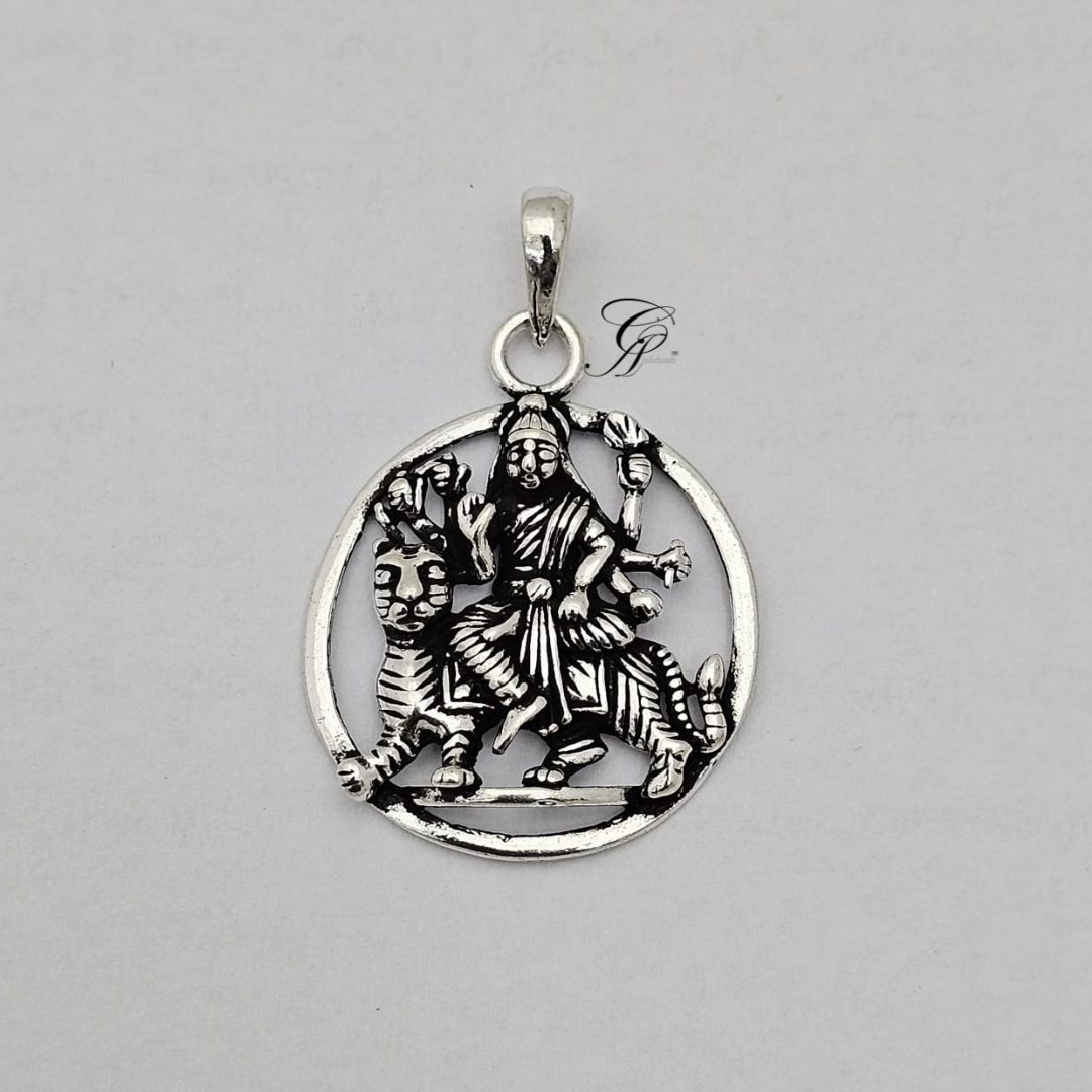 Antique Solid Silver "Shera Wali Ma" Pendant in 925 Silver