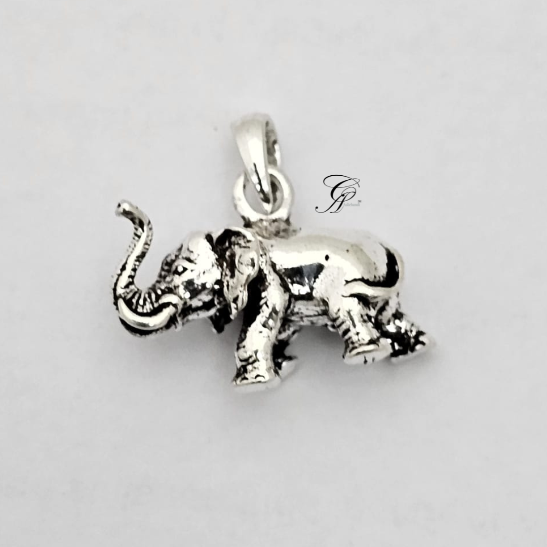 Antique Solid Silver Elephant Pendant in 925 Silver