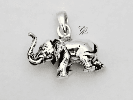 Antique Solid Silver Elephant Pendant in 925 Silver