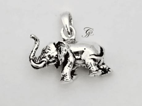 Antique Solid Silver Elephant Pendant in 925 Silver