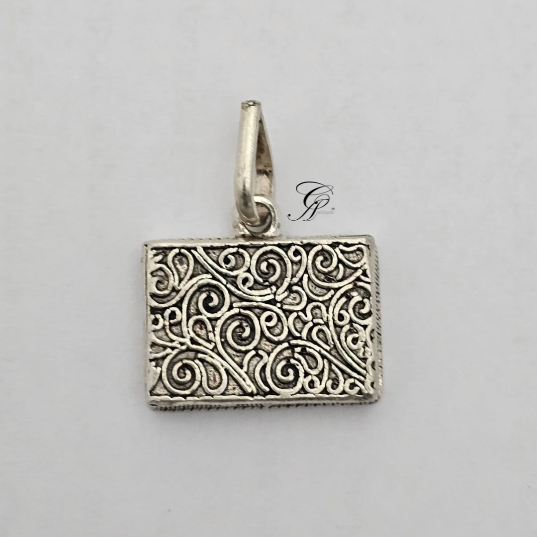 ChitaiCraft Square Amulet Antique Silver Pendant in 925 silver