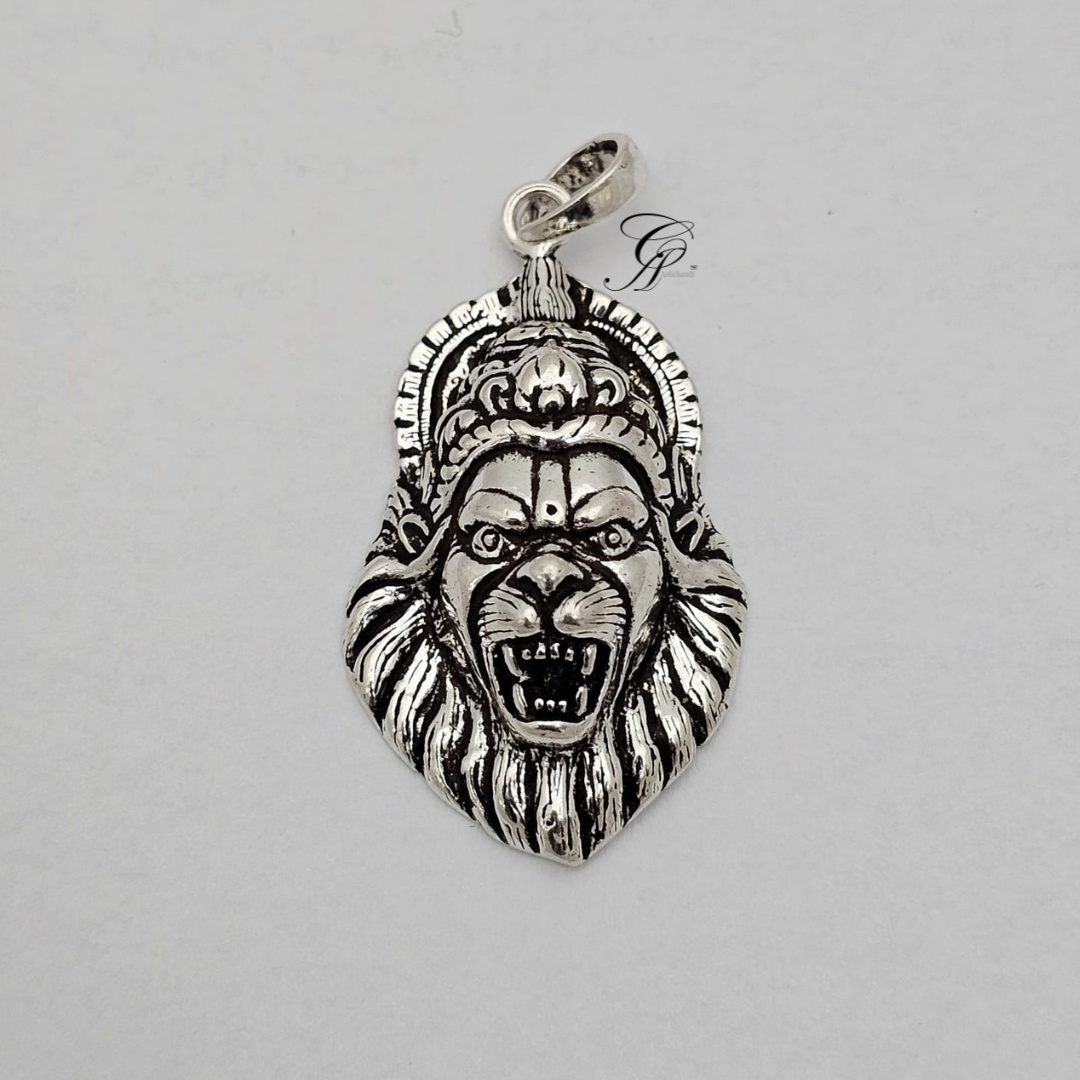 Antique Narsingh God Silver Pendant in 925 silver