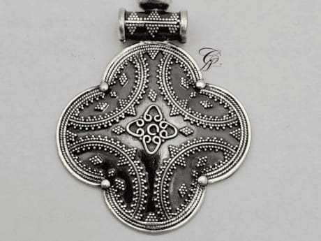 Antique Rava Work Silver Pendant in 925 Silver
