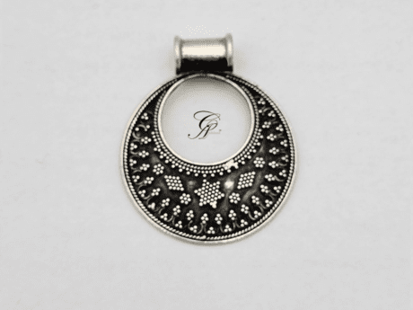 Lunar Radiance Antique Silver Rava Work Pendant in 925 Silver