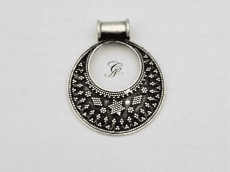 Lunar Radiance Antique Silver Rava Work Pendant in 925 Silver