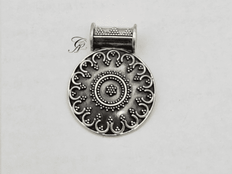 Floral Elegance Antique Silver Rava Work Pendant in 925 Silver