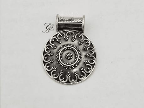 Floral Elegance Antique Silver Rava Work Pendant in 925 Silver