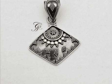 RoyalRhomb Antique Silver Rava Work Pendant in 925 Silver
