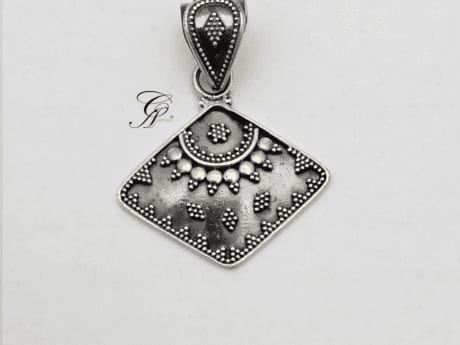 RoyalRhomb Antique Silver Rava Work Pendant in 925 Silver