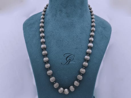 Serene Bead Antique Silver Necklace in 925 Silver