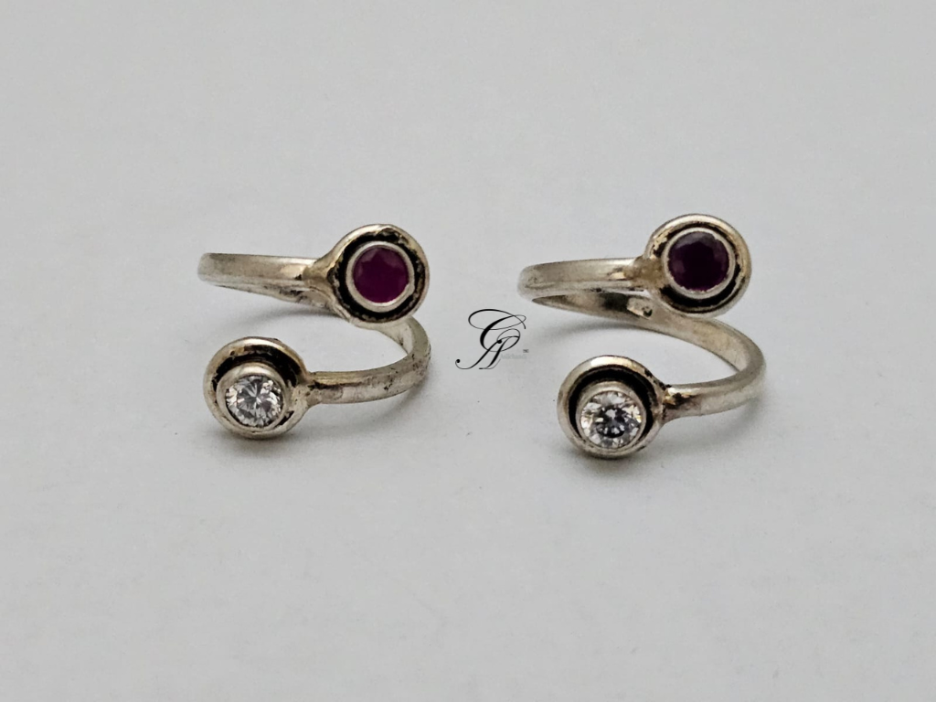 Ruby Radiance Adjustable Toe Ring in 925 Silver
