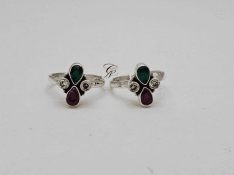 Gemstone Fusion Adjustable Toe Ring in 925 Silver
