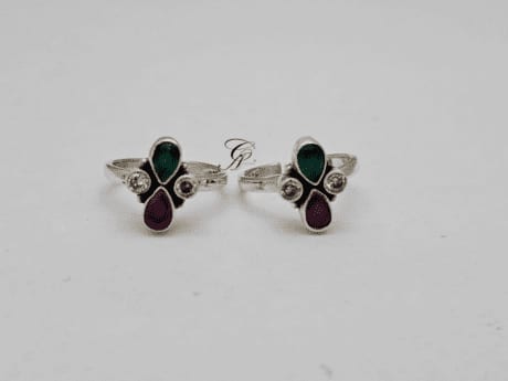 Gemstone Fusion Adjustable Toe Ring in 925 Silver