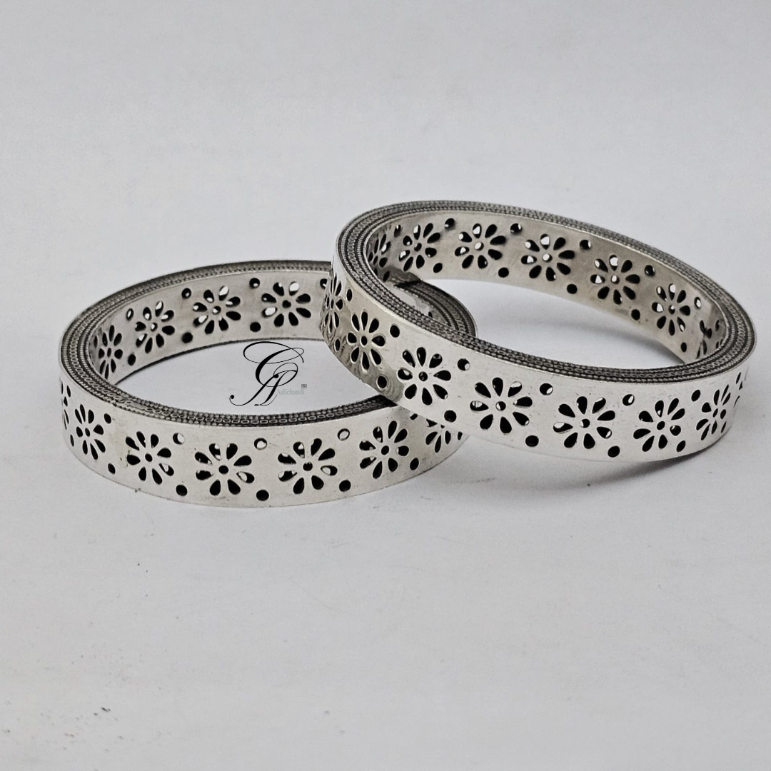Blossom Jali Silver Bangle in 925 Silver