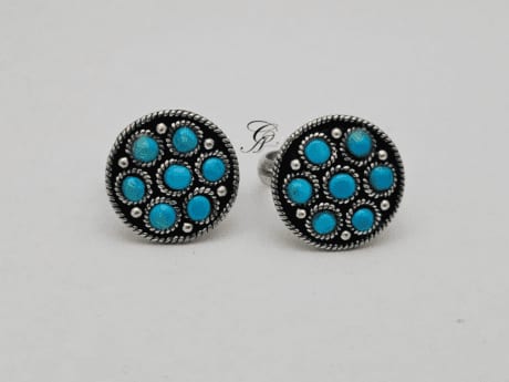 Turquoise Circle Adjustable Toe Ring in 925 Silver