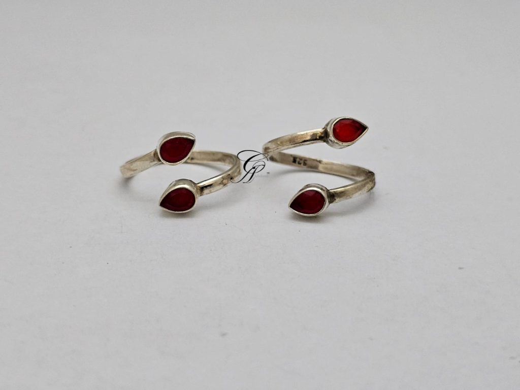 Ruby Radiance Sterling Silver Adjustable Toe Ring in 925 Silver