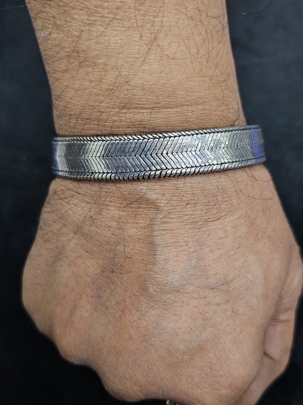 Flat Serpent Sterling Silver Antique Snake Chain Bracelet
