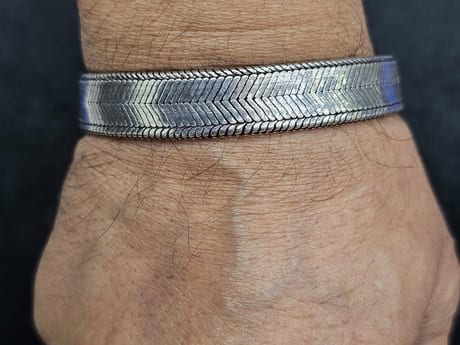 Flat Serpent Sterling Silver Antique Snake Chain Bracelet
