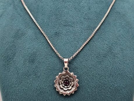 Pink Ruby Floral Ensemble Set in 925 Silver