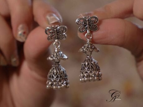 Butterfly Two-Layer Designer Jhumki in 92.5 Silver